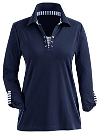NAVY Pure Cotton Eyelet Detail 3Q Sleeve Top - Plus Size 20