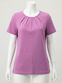 MAUVE Pure Cotton Pleat Detail T-Shirt - Plus Size 18 to 26
