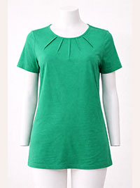 GREEN Pure Cotton Pleat Detail T-Shirt - Plus Size 12 to 30