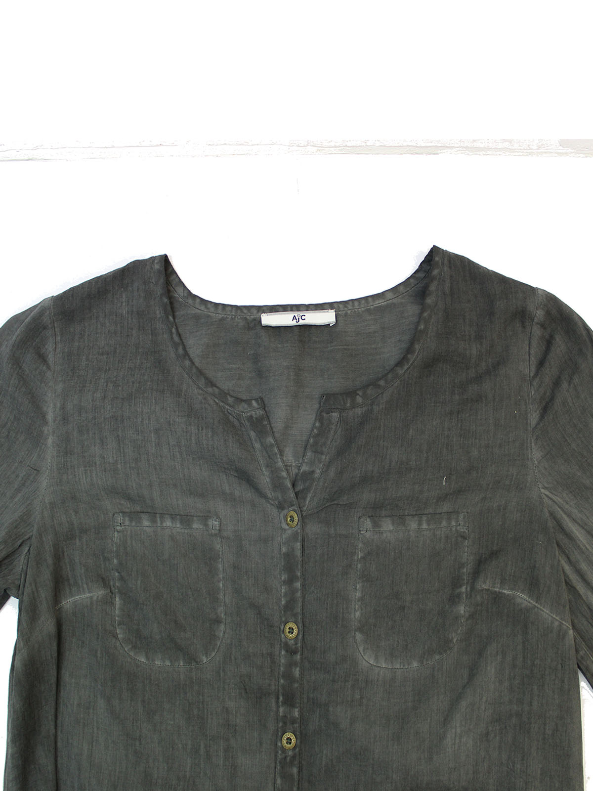 Through Pockets AJC - - GREY Pure Cotton Button Through Pocket Top - Size 6 to 14