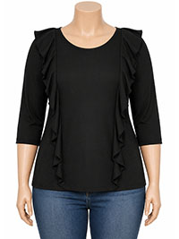 BLACK Pure Cotton Twisted Neckline Open Pleat Top - Plus Size 12/14 to 20/22 (EU 38/40 to 46/48)