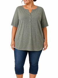 SAGE Pure Cotton Short Sleeve Henley Top - Plus Size 24