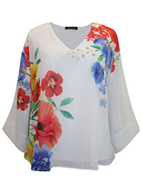 IVORY Floral Print Woven Top - Size 10 to 12