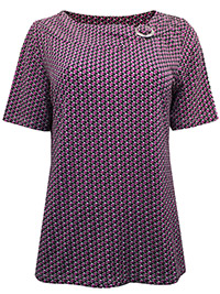 PINK Printed O-Ring Detail Top - Plus Size 12 to 20