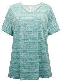 MINT Pure Cotton Space Dye V-Neck T-Shirt - Plus Size 16