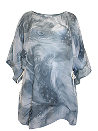 GREY Peacock Feather Embellished Sleeve Kaftan - Size 12/14 to 20/22 GREY Peacock Feather Embellished Sleeve Kaftan - Size 12/14 to 20/22