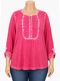 ULLAP RED Lace Insert Cold Dye Top - Plus Size 20/22 to 28/30