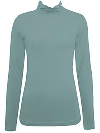 FF PINE-GREEN Pure Cotton Selina High Neck Top - Size 8 to 18