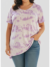 PLUS WHITE Pure Cotton Tie Dye Short Sleeve Top - Plus Size 16 to 30/32