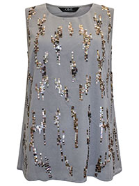 GREY Sleeveless Sequin Embellished Top - Plus Size 14 GREY Sleeveless Sequin Embellished Top - Plus Size 14