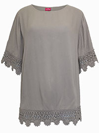 LATTE Crochet Trim Crinkle Top - Plus Size 12 to 22