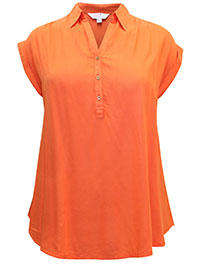 ORANGE Turn Back Cuff Blouse - Plus Size 14 to 30