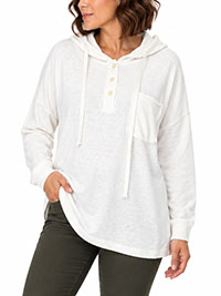 MoP CREAM Premium Organic Cotton Pocket Detail Hoodie - Size 8 to 16 (XS to XL)