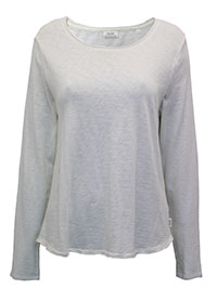 MoP VORY Pure Cotton Scoop Neck Raw Trim Top - Size 8 to 16 (XS to XL)
