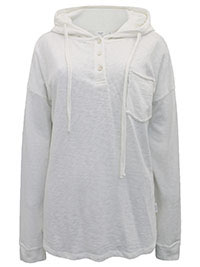 MoP IVORY Pure Cotton Pocket Detail Hoodie - Size 8 to 16 (XS to XL)