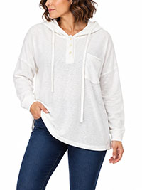 MoP IVORY Pure Cotton Pocket Detail Hoodie - Size 8 to 16 (XS to XL)