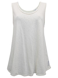 MoP CREAM Pure Cotton Raw Trim Vest Top - Size 10 to 14 (S to L)