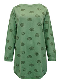 WS GREEN Pure Cotton Printed Sweatshirt Tunic - Size 8 to 20