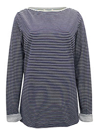 WS NAVY Pure Cotton Striped Long Sleeve Top - Size 10 to 22