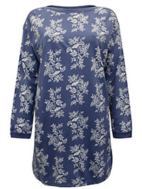 WS BLUE Pure Cotton Floral Print Longline Sweatshirt - Size 8 to 20