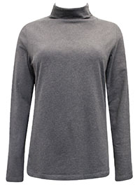 WS CHARCOAL Pure Cotton Roll Neck Top - Size 6 to 22