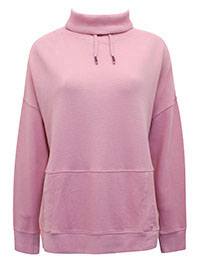 WS PINK Pure Cotton Roll Neck Textured Sweatshirt - Size 8 to 20