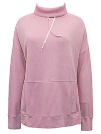 WS PINK Pure Cotton Roll Neck Textured Sweatshirt - Size 8 to 20