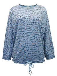 WS BLUE River Floral Jersey Top - Plus Size 16 to 18