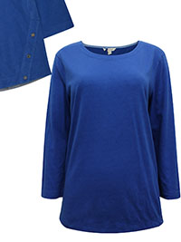 WS BLUE Pure Cotton 3/4 Sleeve Button Detail Top - Size 12