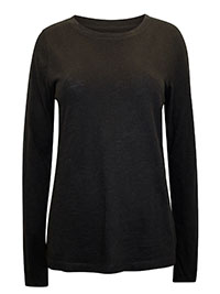 FF BLACK Pure Cotton Scoop Neck Long Sleeve Top - Size 10 to 20