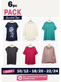 6-PACK Assorted Plain, Graphic Print T-shirts - Size 10/12 to 22/24