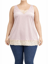 WW PEACH Lace Trim Satin Tank Top - Plus Size 24 to 32 (US 22W to 30W)