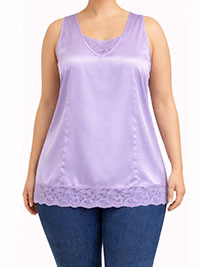 LILAC Lace Trim Satin Tank Top - Plus Size 14 to 30 (US 12W to 28W)