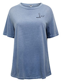 BLUE Pure Cotton 'Bio Indigo' Back Printed Top - Size 8 to 16/18 (XS to XL)