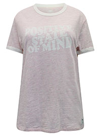 PINK Pure Cotton 'Positive State Of Mind' Slogan Ringer T-Shirt - Size 8 to 20/22 (S to XXL)