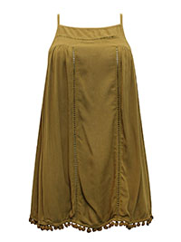 BROWN Ladder Trim Pom Pom Trim Cami Top - Size 8 to 22