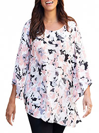 PINK Floral Print Asymmetric Hem Art-To-Wear Blouse - Plus Size 16/18 to 40 (US 0X to 6X)
