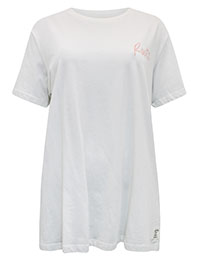 IVORY Pure Cotton Graphic Back Dipped Hem T-Shirt - Size 10 to 16/18 (S to XL)