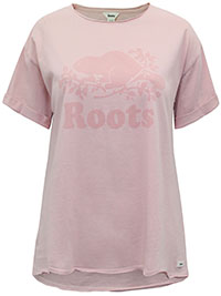 DUSTY-PINK Pure Cotton Turn-Up Sleeve Logo T-Shirt - Size 8 to 20/22 (XS to XXL)