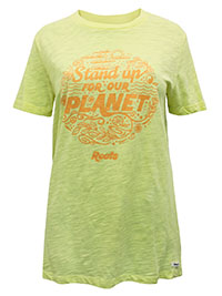 YELLOW Pure Cotton 'Stand Up For Our Planet' Slogan T-Shirt - Size 8 to 20/22 (XS to XXL)