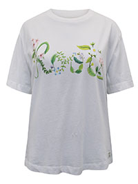 WHITE Pure Cotton Floral Slogan T-Shirt - Size 8 to 16/18 (XS to XL)