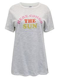 WHITE Pure Cotton 'Here Comes The Sun' Slogan T-Shirt - Size 8 to 20/22 (XS to XXL)