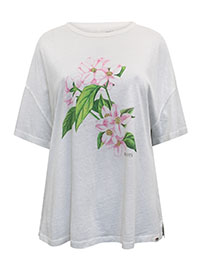 WHITE Pure Cotton Floral Placement T-Shirt - Size 8 to 16/18 (XS to XL)