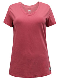 ROSE Pure Cotton Short Sleeve Plain V-Neck T-Shirt - Size 8 to 20/22 (XS to XXL)