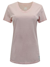 PINK Pure Cotton Short Sleeve Plain V-Neck T-Shirt - Size 8 to 20/22 (XS to XXL)