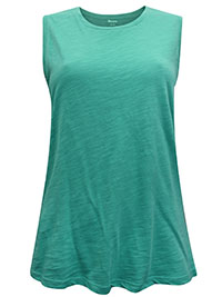 GREEN Pure Cotton Scoop Neck Vest Top - Size 8 to 14 (XS to L)