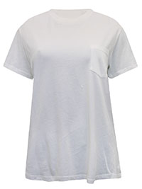 WHITE Pure Cotton Pocket Detail T-Shirt - Size 12 (M)