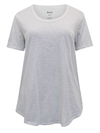 WHITE Pure Cotton Curved Hem Top - Size 8 to 20/22 (XS to XXL)