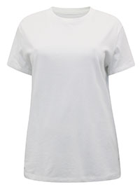 WHITE Pure Cotton Short Sleeve Plain Crew Neck T-Shirt - Size 8 to 12 (XS to M)