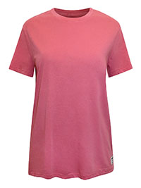 PINK Pure Cotton Short Sleeve Plain Crew Neck T-Shirt - Size 10 to 14 (S to L)